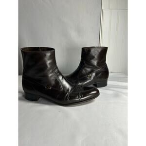 FLORSHEIM BEATLE ZIPPER ANKLE BOOTS  LEATHER MOC TOE ~ SIZE 10.5